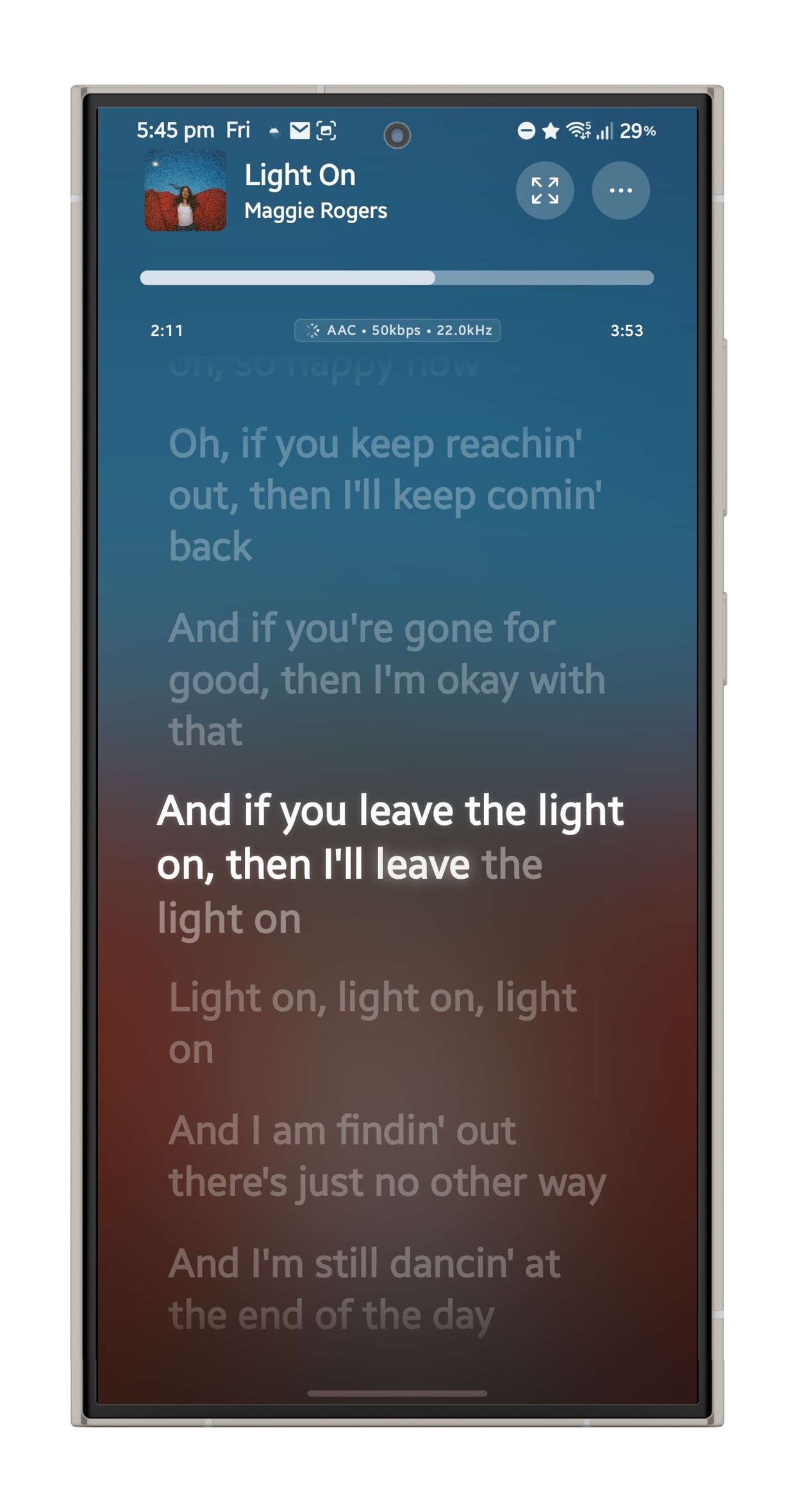 Convx word-by-word synced lyrics screen