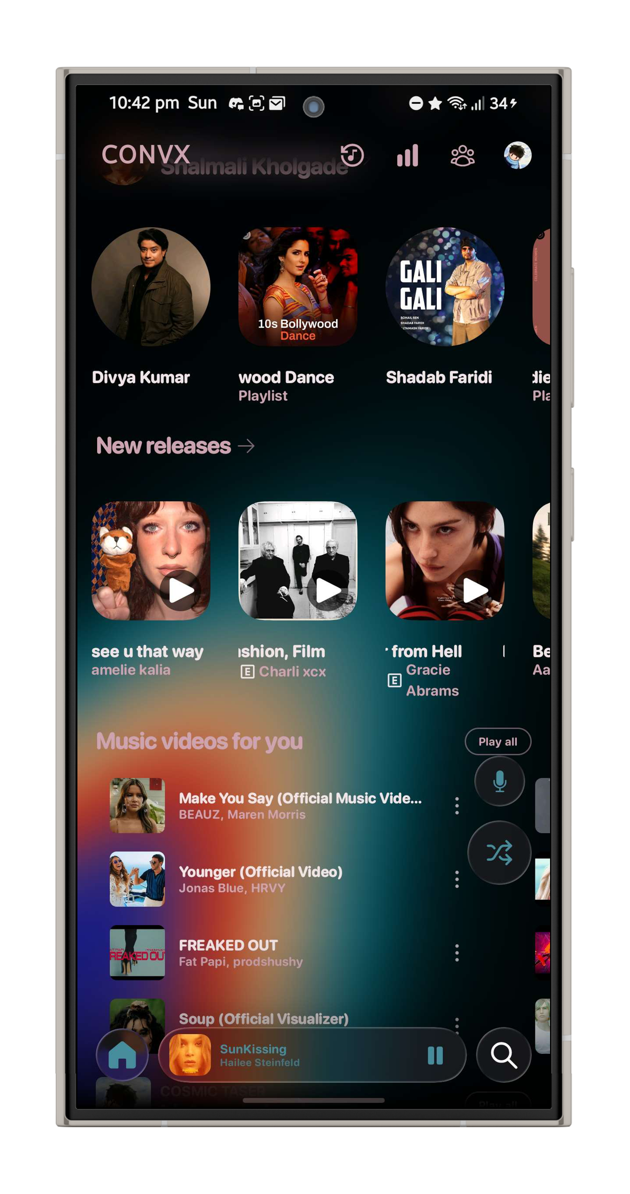 Convx new releases and music videos rows